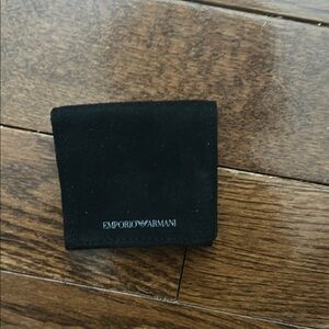 Emporio Armani Black Pocket Square Jewelry Holder and Cleaning Cloth